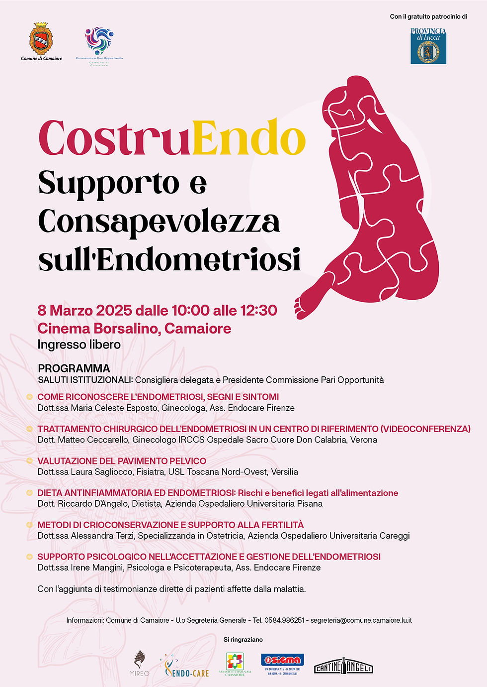 CostruEndo: Convegno sull’endometriosi a Camaiore, 8 marzo 2025, locandina ufficiale