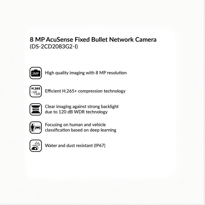 Thumbnail: Hikvision 8MP AcuSense Fixed Bullet Network Camera | DS-2CD2083G2-I