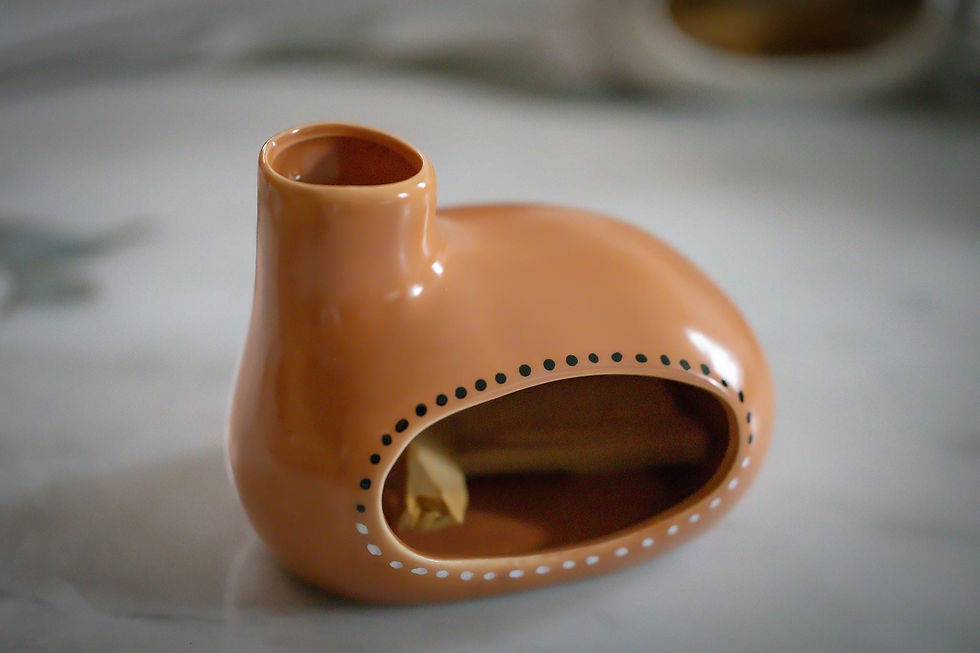 Thumbnail: Palo Santo Incense Burner Holder | Modern Hand Painted Chimenea | Incense Con...