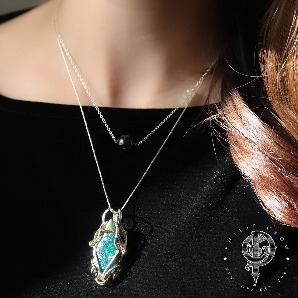 Thumbnail: Libyan Desert Glass - Argentium Sterling Silver and 14KT Gold