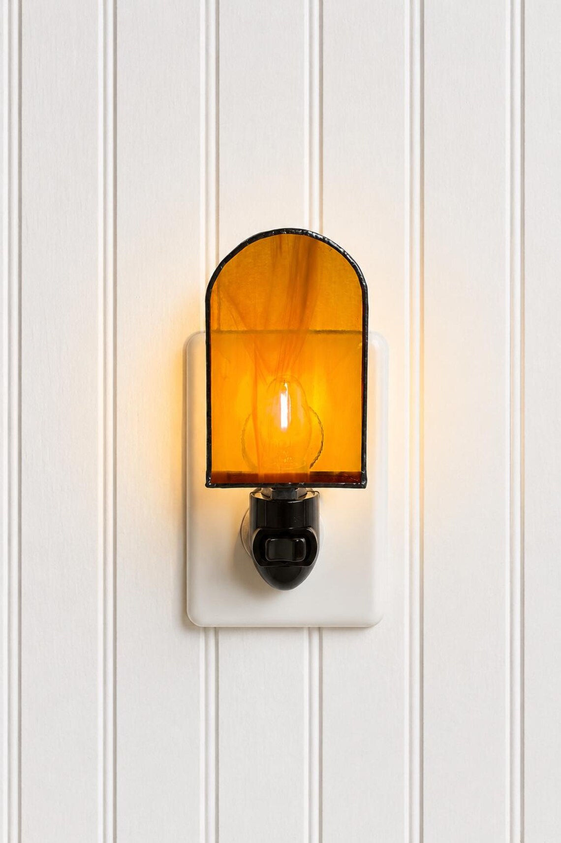 Stained Glass Arch Nightlight - Orange White Wispy