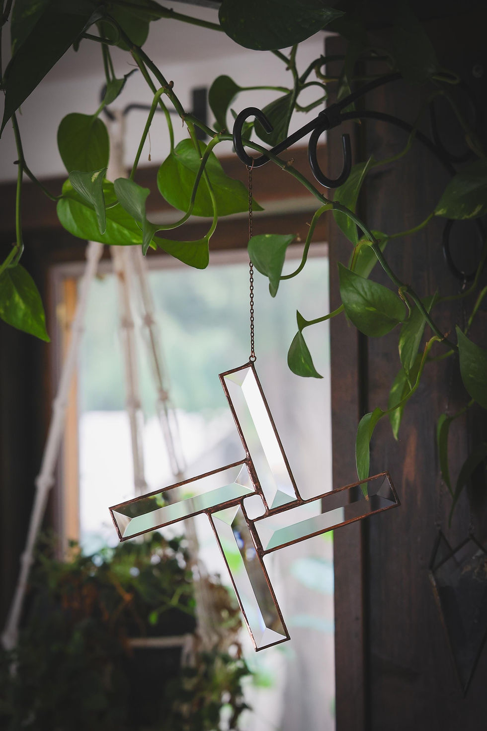 Thumbnail: St. Brigid's Cross Beveled Stained Glass SunCatcher