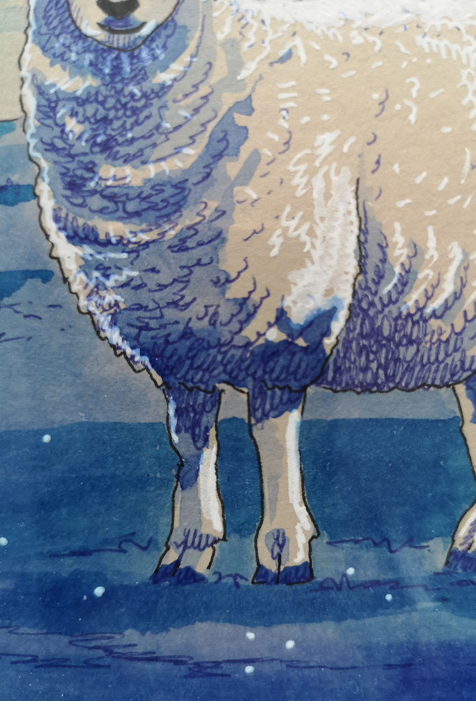 Miniature : Dessin original encadré: Le mouton bleu