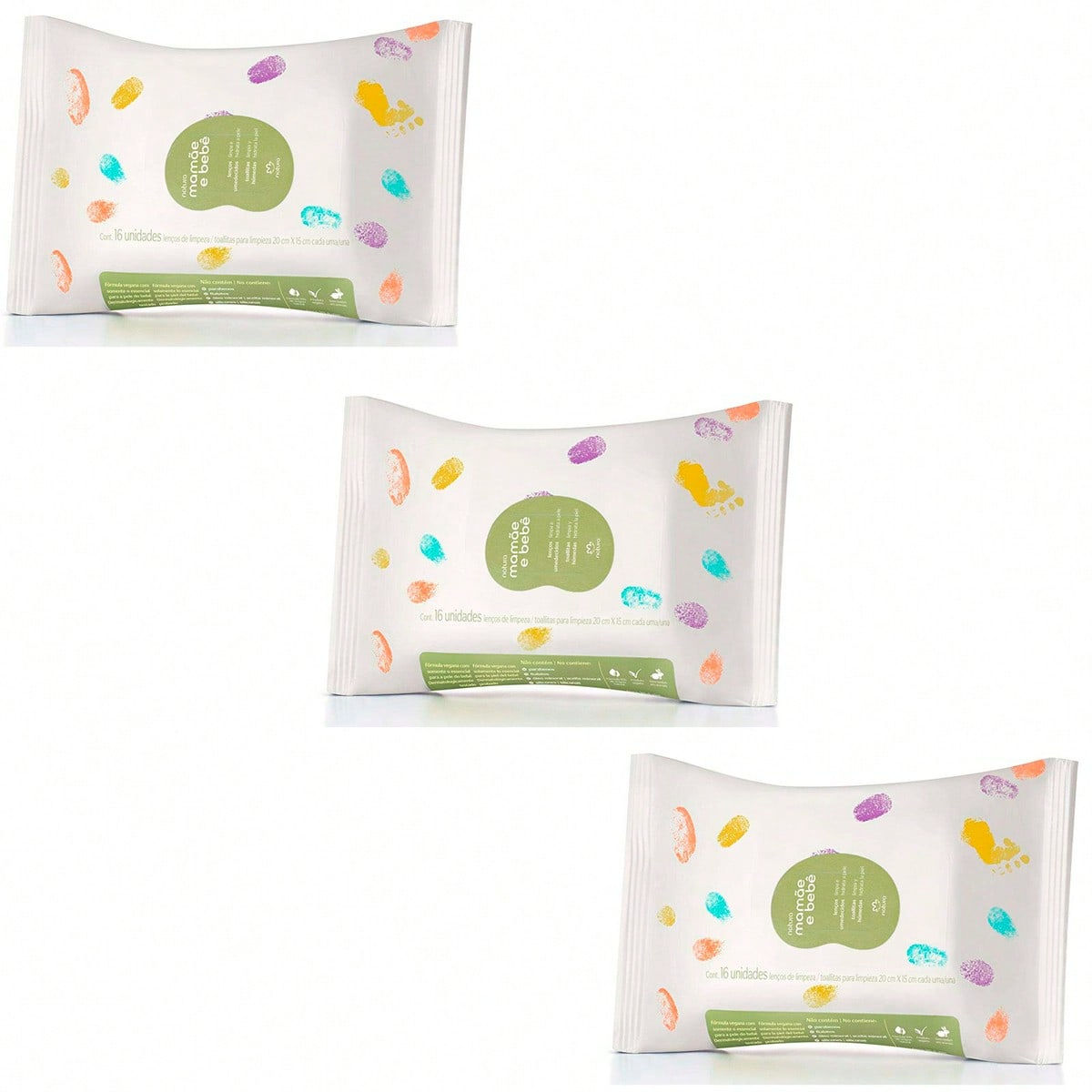 Kit C/ 3 Pacotes de Lenços Umedecidos com Fragrância 16 folhas