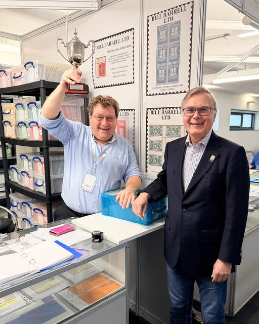 Bill Barrell receiving the trophy for the Best Dressed Stand at Stampex in London in 2025, for the 2nd year in a row!