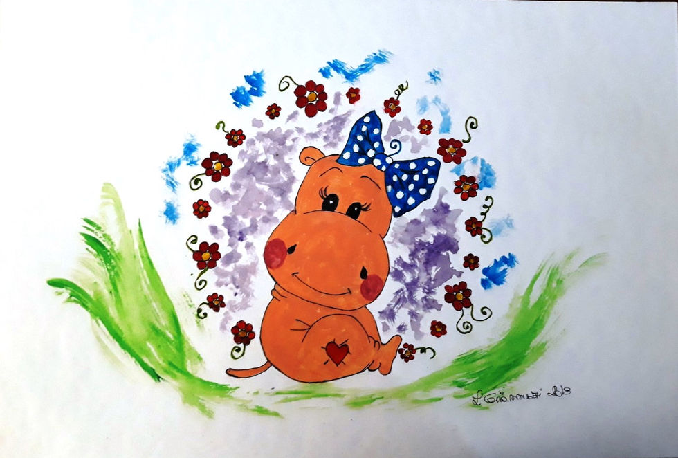 SERIE ANIMALI - IPPOPOTAMINA ROSA