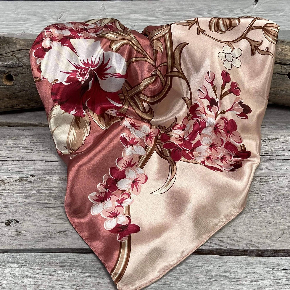 Thumbnail: 35X35" Raspberry Pink Floral Wild Rag/Scarf WR403