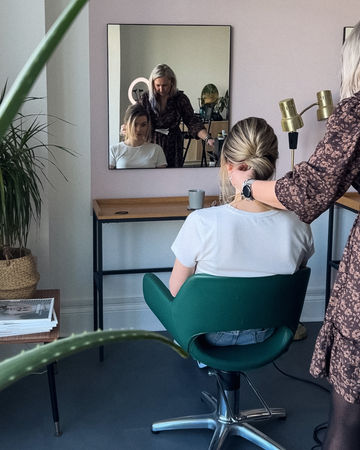 hair styling, wedding hair trial in progress