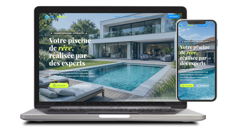 Template de site web premium avec focus conversion pour entreprise de piscine.