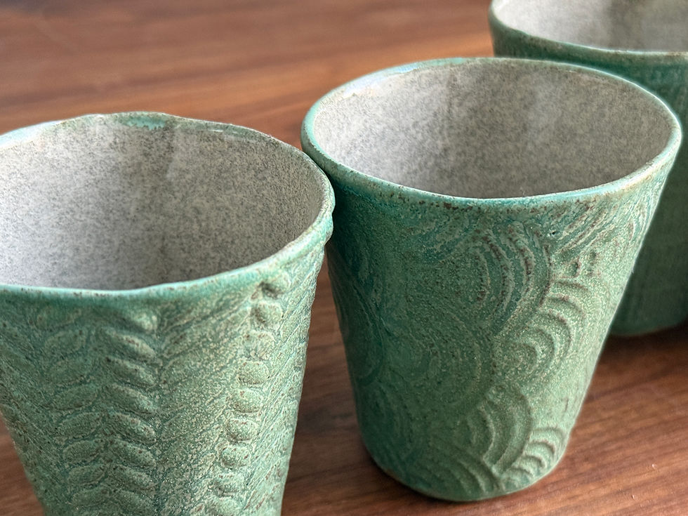 Thumbnail: Green Carved Tumblers  