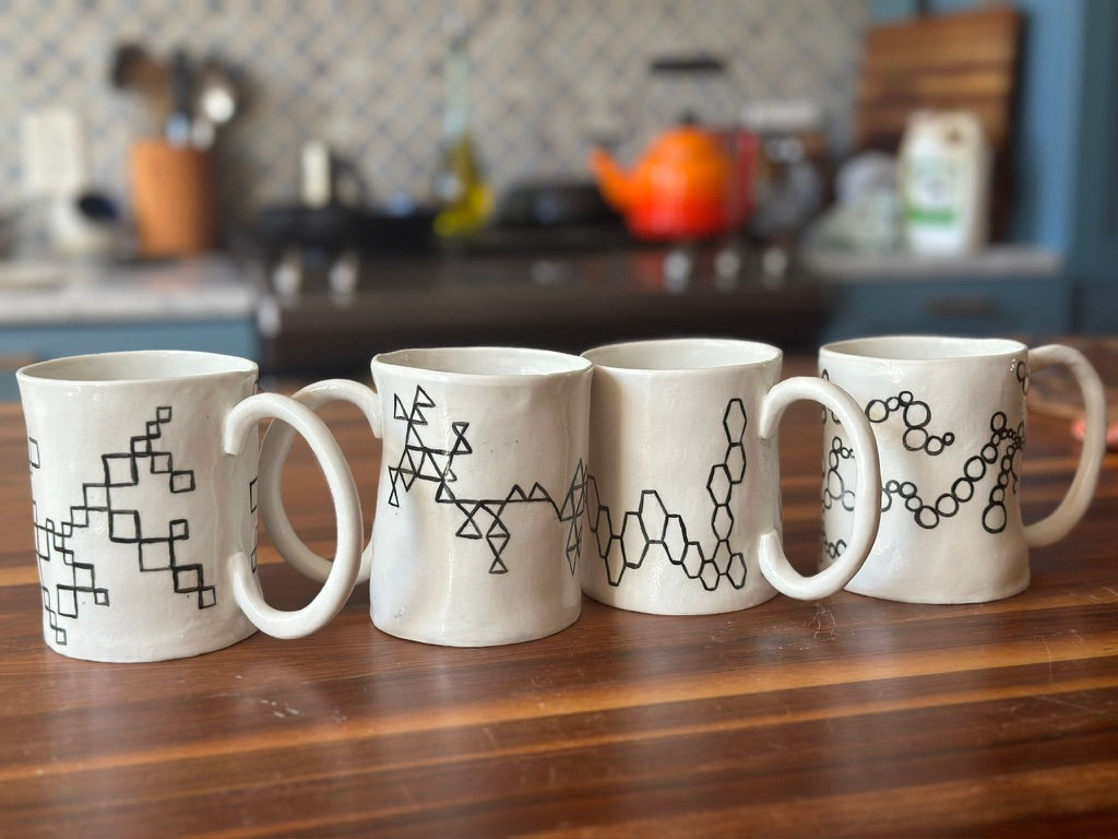 Hand-Painted Porcelain Molecular Mugs - Sold Individually