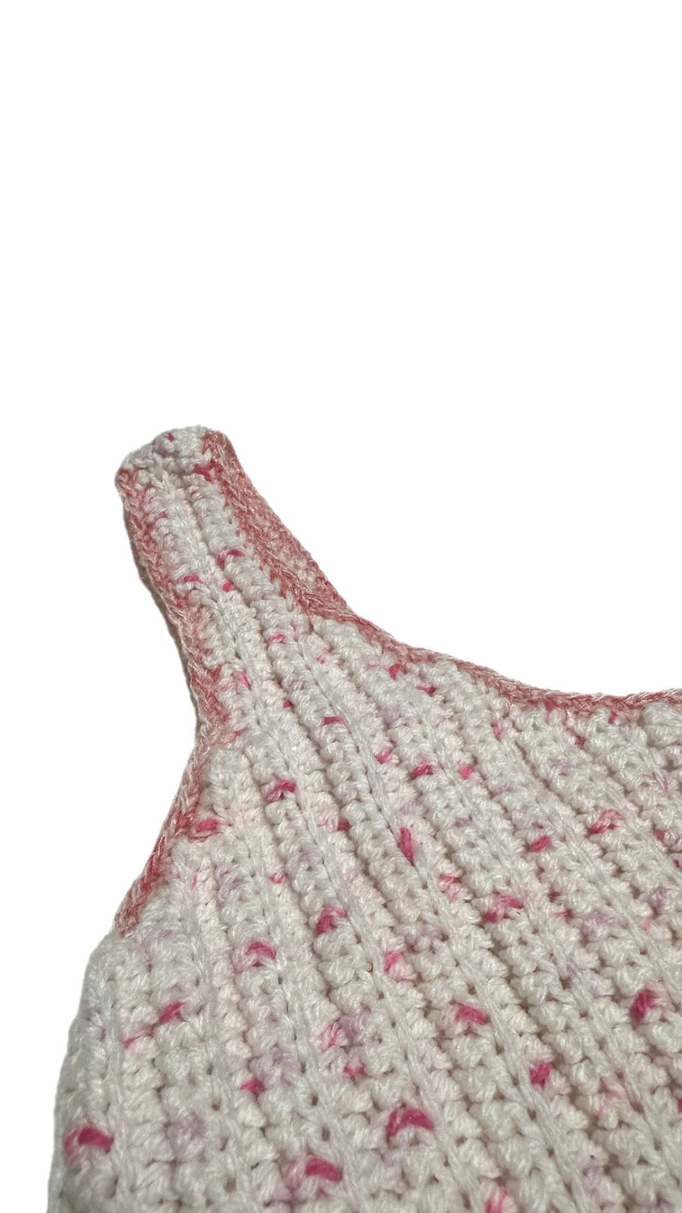 Thumbnail: White and pink low back ribbed crochet tank top vest