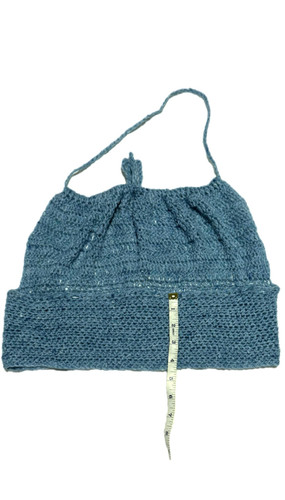 Teal open back halter top crochet tank top crop top | Hannah Kaplan