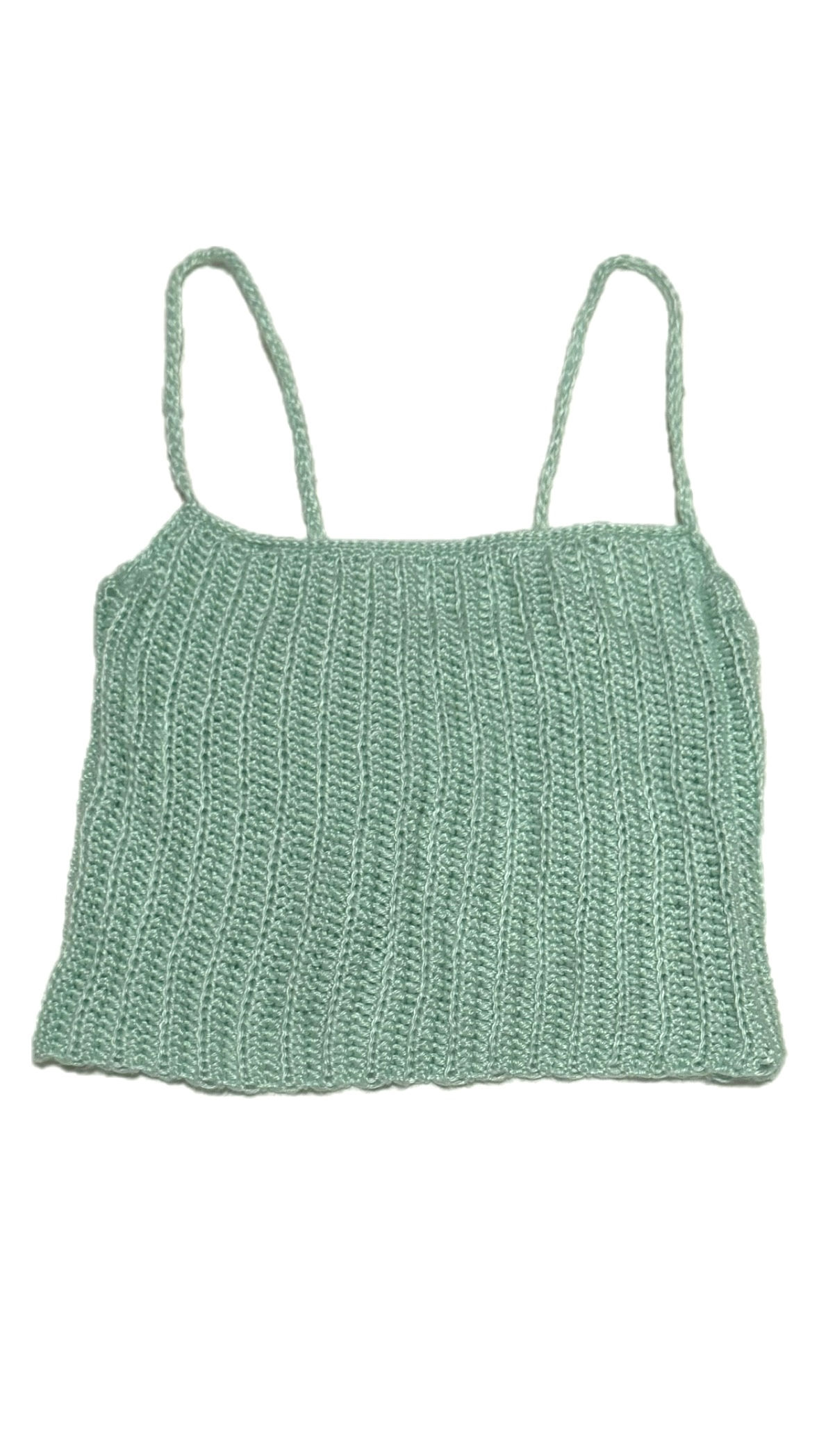 Mint green spaghetti strap crochet tank top crop top