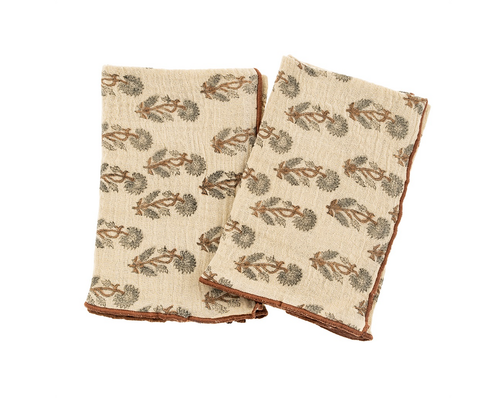 Oleander Block Print Tea Towels - S/2