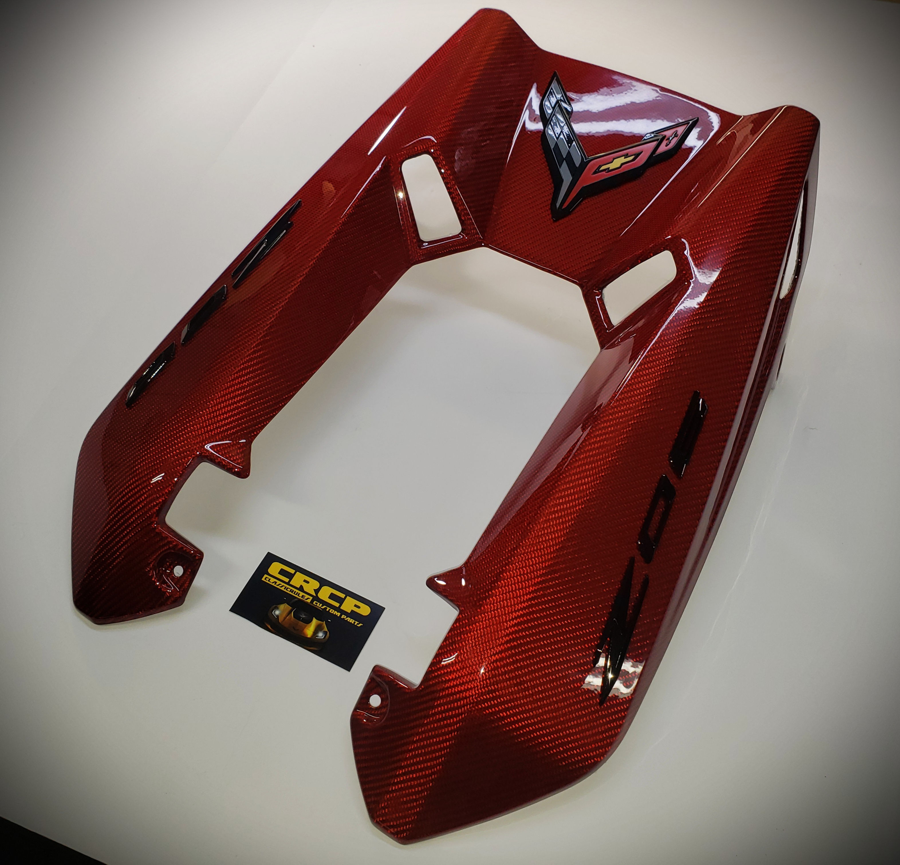 C8 CORVETTE Z06 ENGINE COVER- RED CARBON FIBER- Z06 DETAIL