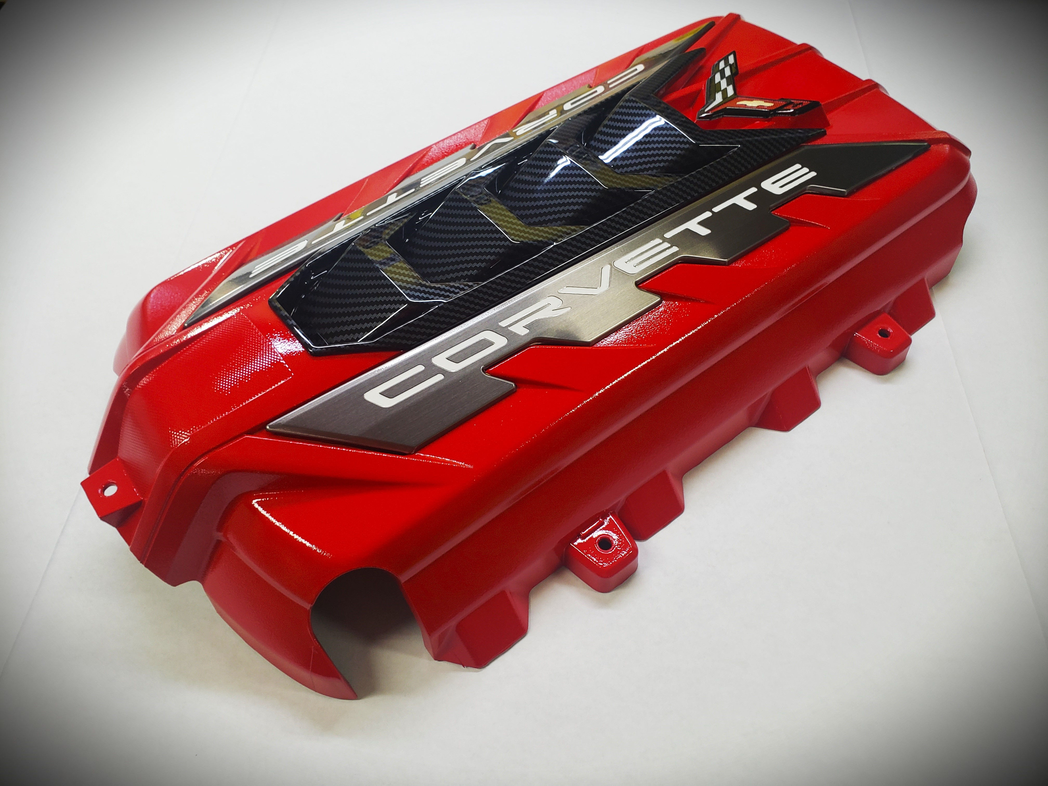 C8 CORVETTE ENGINE COVER-TORCH RED- HCF- SS AND WHITE