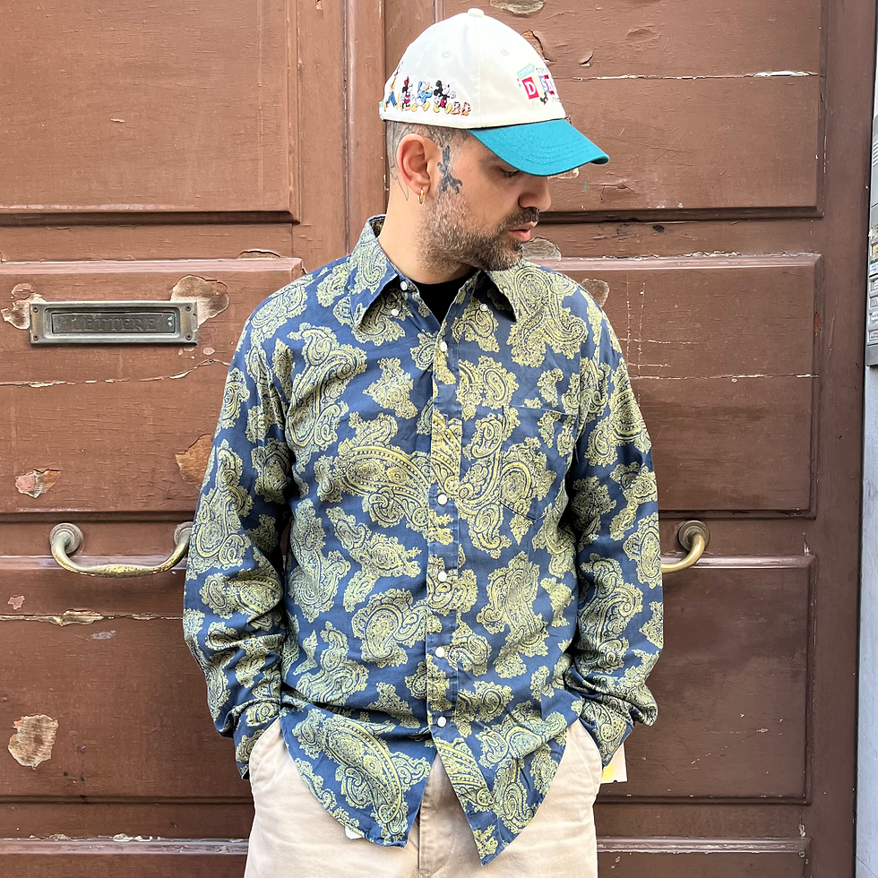 CAMICIA FANTASIA BLU GIALLA c189