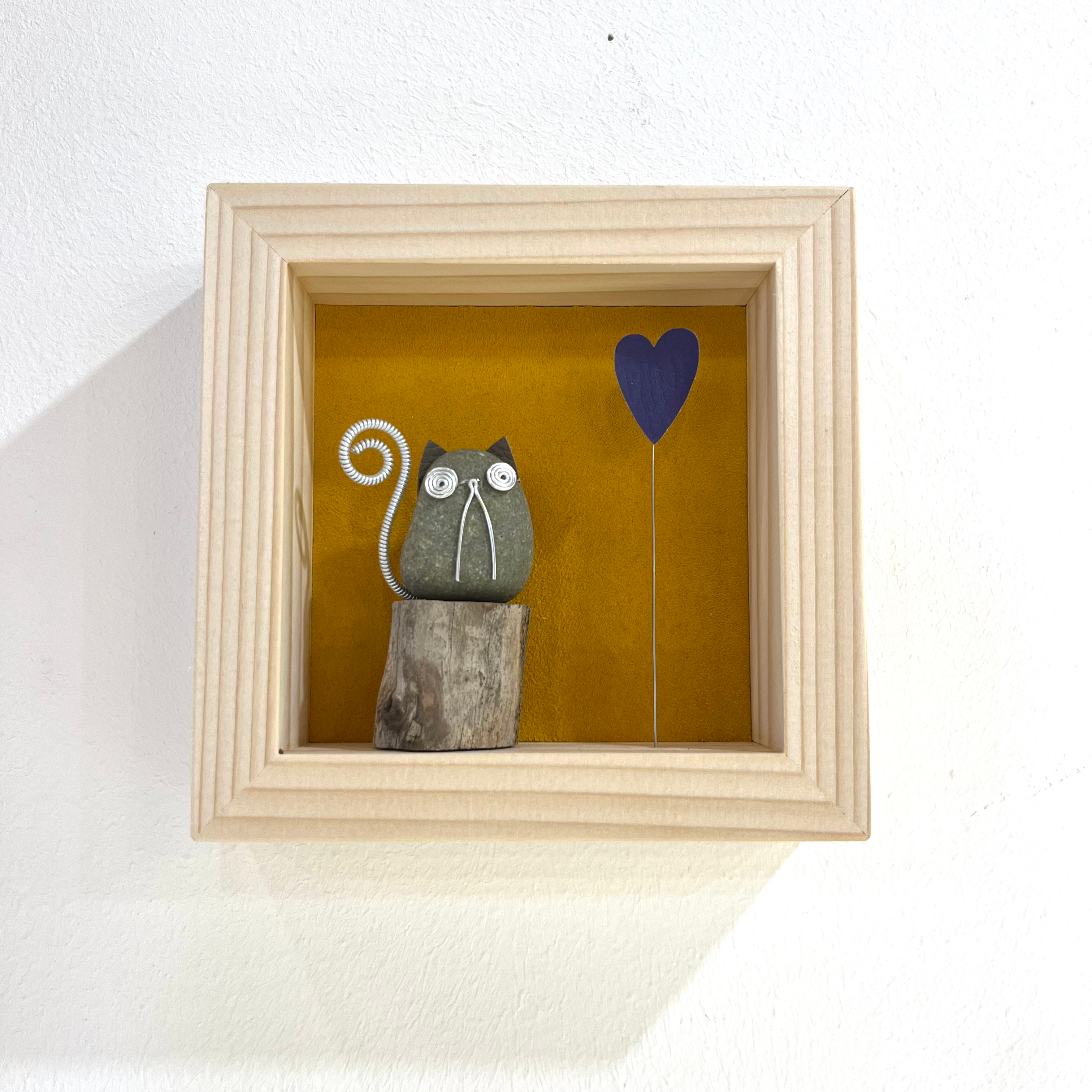 QUADRETTO GATTO CUORE 13x13