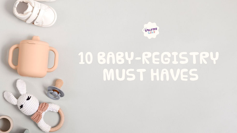 baby items plus text saying 10 baby-registry must haves
