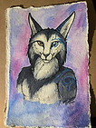 Water colour portrait painting of a anthro lynx