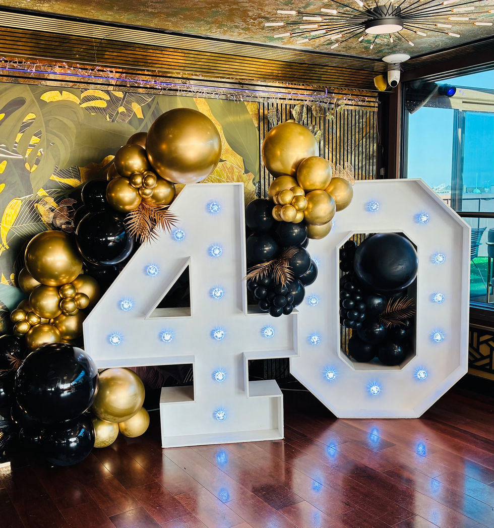 Organic Balloon Garland with 5FT LED Numbers