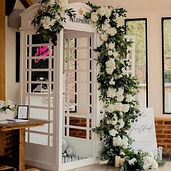 8FT White Telephone Box with Florals, Disco Balls, Neon Sign and Audio Guestbook