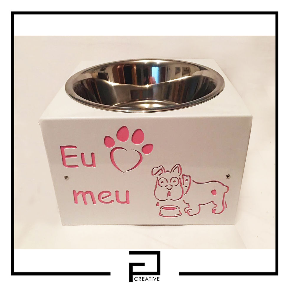 Comedouro Individual Fundo Placa Rosa