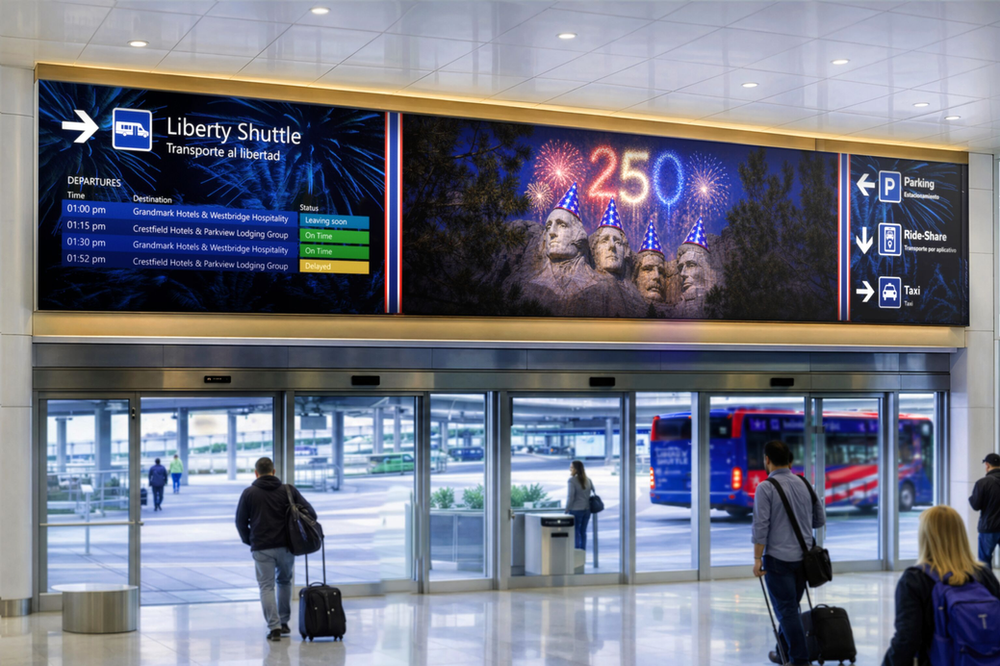 Celebrating 250 Years of America with Airport Digital Signage