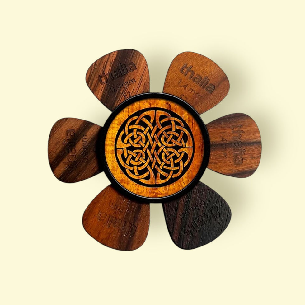 Thalia Celtic Knot Wood Pick Puck - Hawaiian Koa