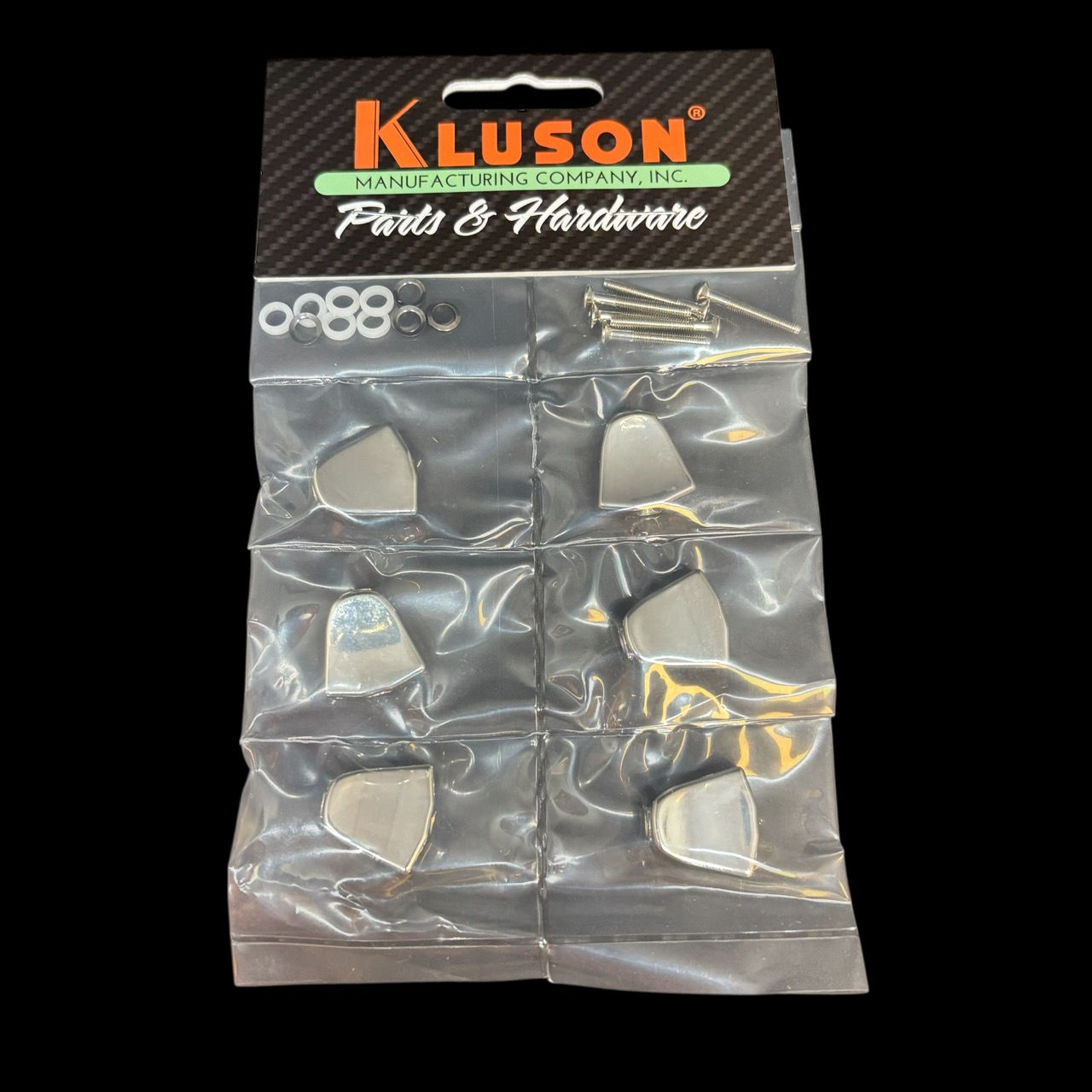 Kluson Revolution Series Button Set - Nickel Keystone in package