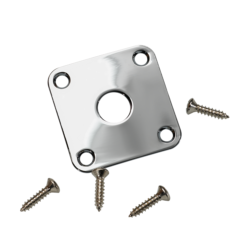Chrome metal part with 5 holes and 4 screws