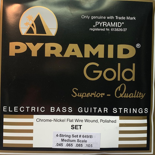 Pyramid Gold Chrome Nickel Flat Wound Medium Scale Bass Strings Pro