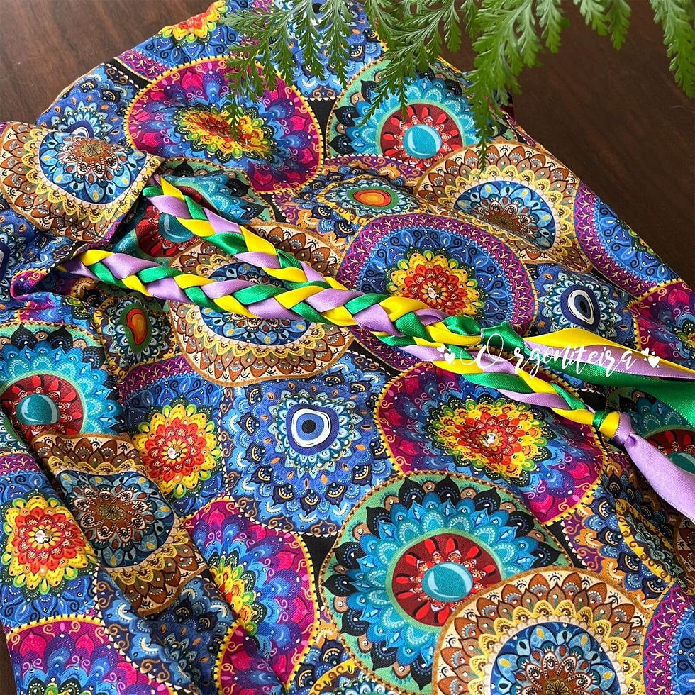 Miniatura: Mochila xamanica tricoline 100% algodão acompanhada de mini orgonite feita com resina, metal e cristais ametista e quartzo