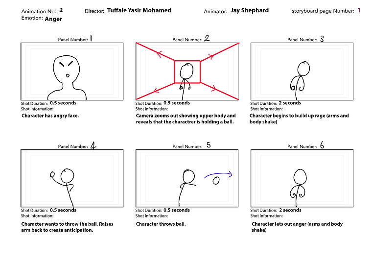 Stop-Motion Project Animation 2 Storyboard Pg 1