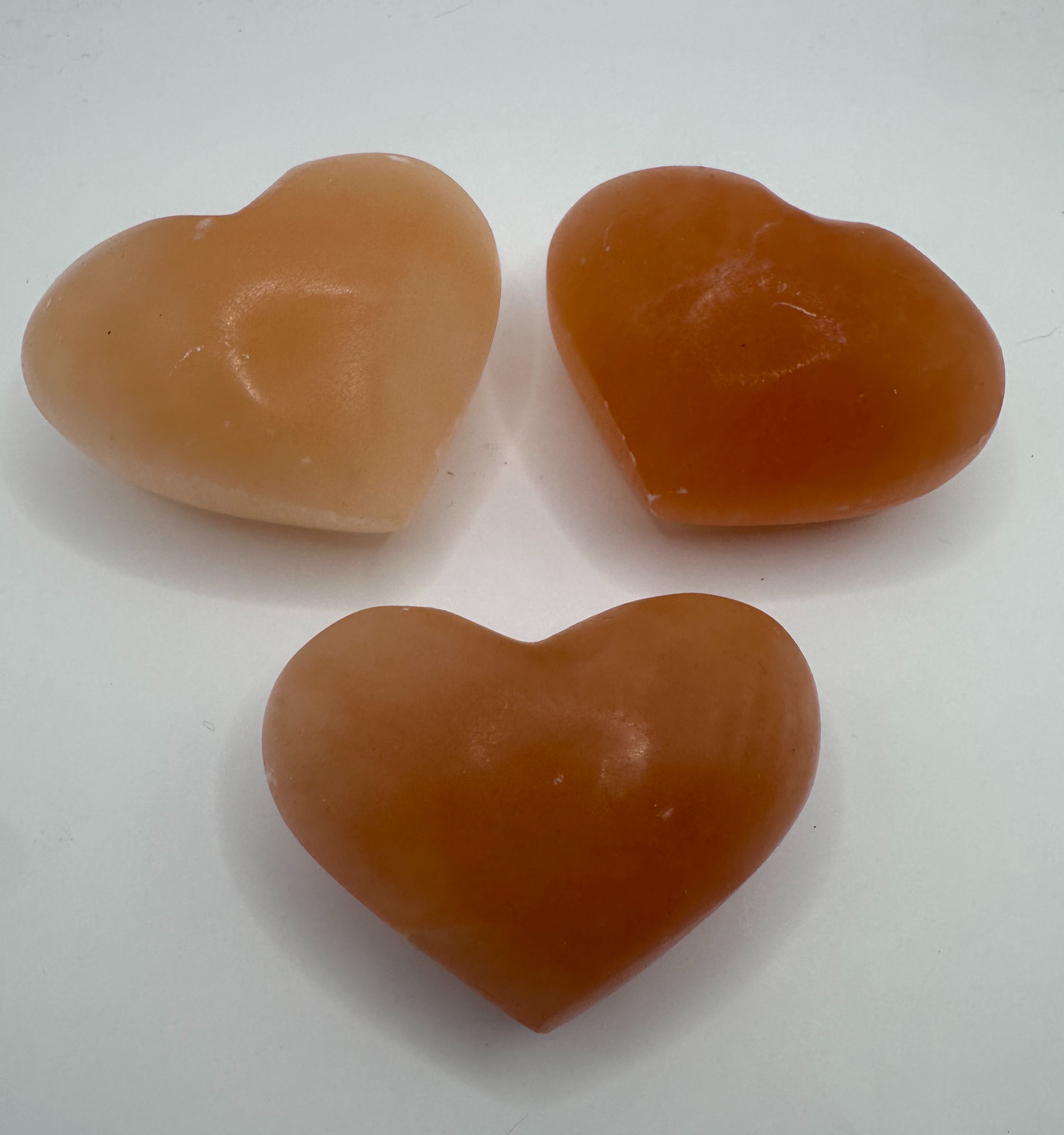 Peach selenite heart