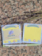 3x3 sticky note of teatime in yellow and blue