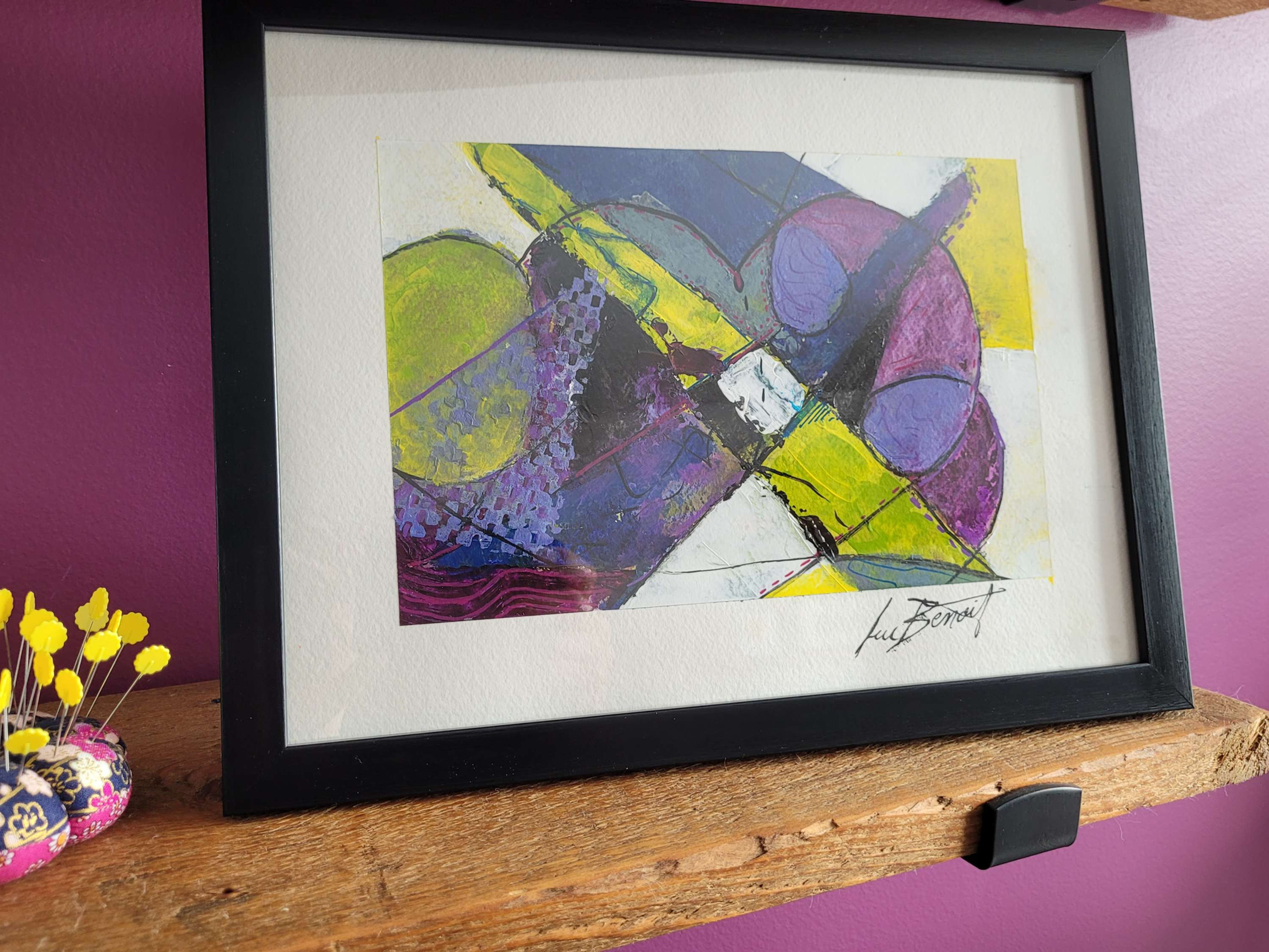 Petite oeuvre abstraite à l'acrylique  sur papier aquarelle 12 x