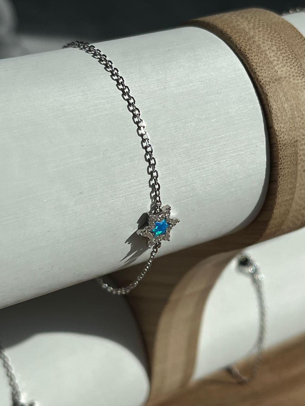 Thumbnail: Opal Star of David Silver Bracelet