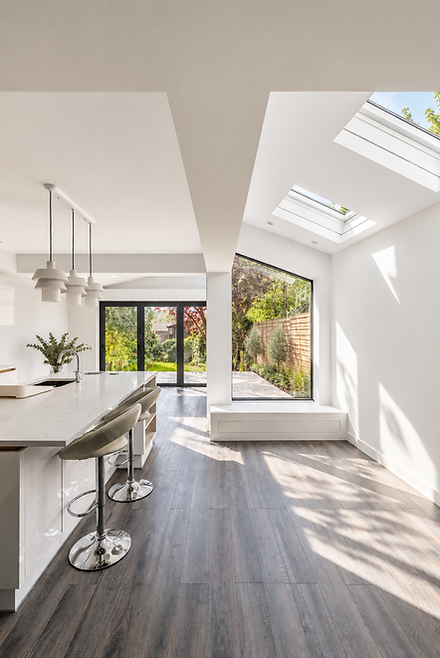 Modern open plan kitchen with rear extension Wimbledon.