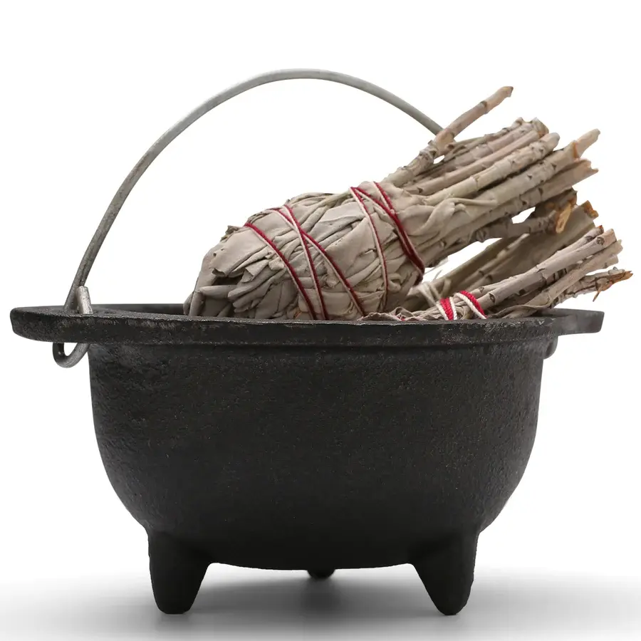Thumbnail: Cast Iron Cauldron Sage/Incense Smudging Bowl 