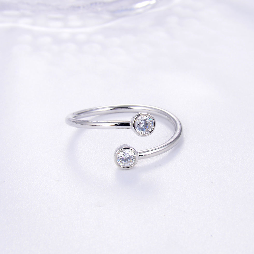 Thumbnail: 925 Sterling Silver & 18K Gold Plated Women's Ring Set