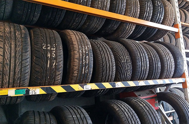 PART WORN TYRES ON RACKS