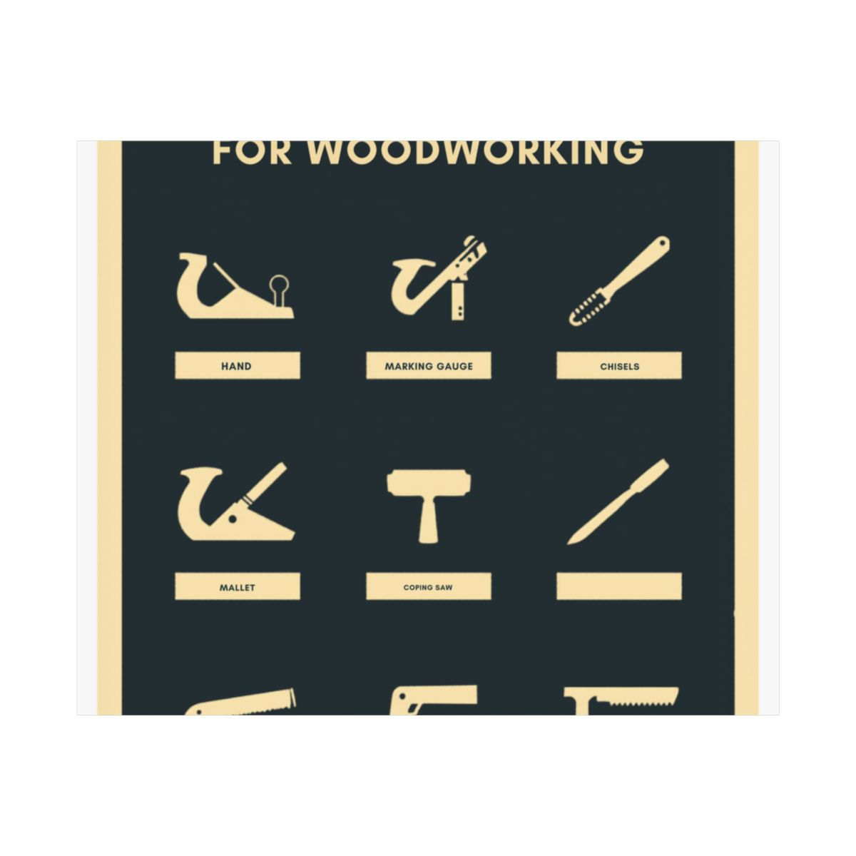 Essential Hand Tools for Woodworking Poster 18x24 - Shop Wall Art