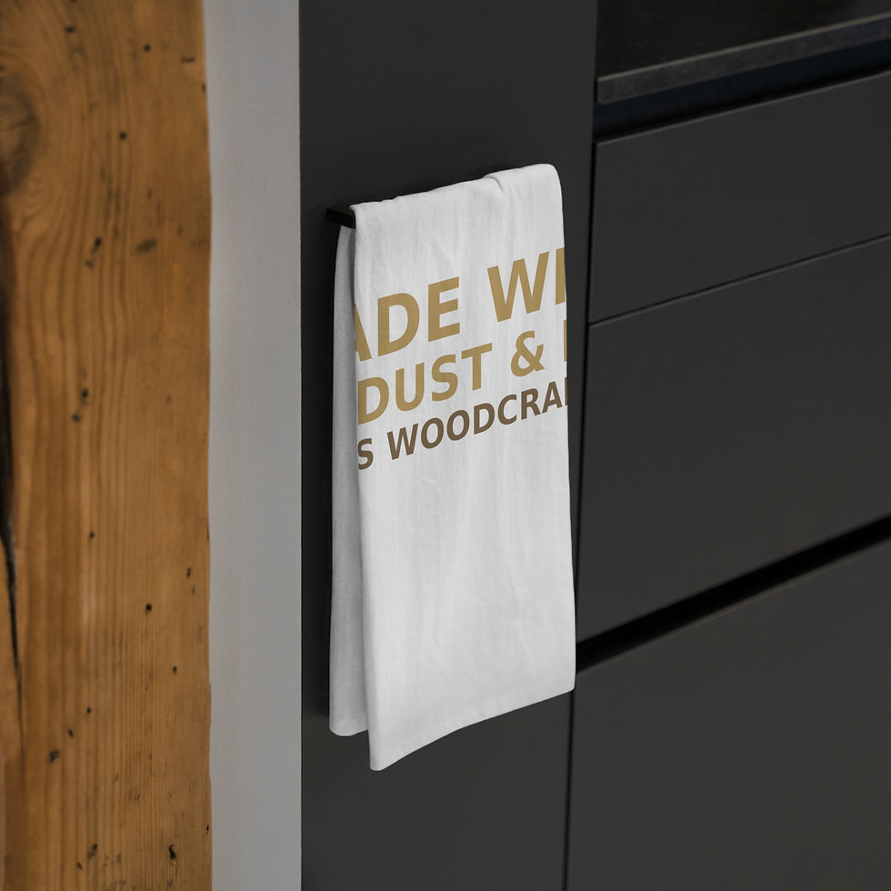 Thumbnail: Scott's Woodcrafts Kitchen Tea Towel — 'Made with Sawdust & Love'