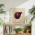 Watercolor illustration of a red onion with deep burgundy tones on a beige background – perfect for kitchen or botanical art