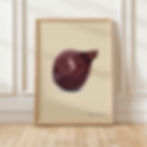 Watercolor illustration of a red onion with deep burgundy tones on a beige background – perfect for kitchen or botanical art