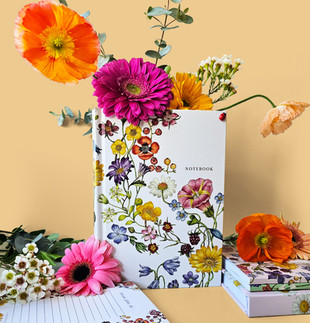 Botanical hardcover journal featuring colourful hand painted flowers arranged in an elegant nature inspired composition. This floral notebook brings creativity and beauty into everyday planning, writing and reflection. Designed for people who love aesthetic stationery, artistic notebooks, botanical designs and meaningful everyday rituals. A timeless journal for capturing thoughts, dreams and ideas.