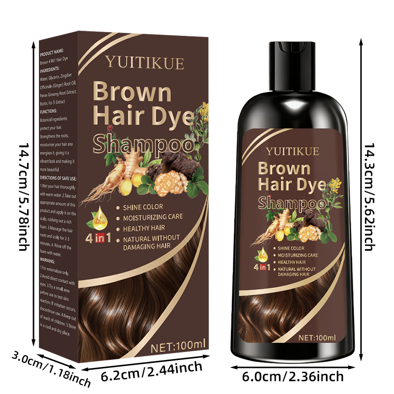 Thumbnail: YUITIKUE Brown Hair Dye Shampoo | 4-in-1 Color, Moisturize, Nourish, Natural Gin