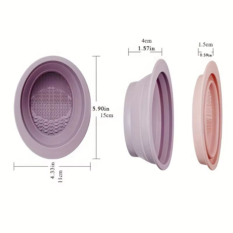 Thumbnail: Soft Silicone Makeup Brush Cleaner Folding Powder Puff Cleaning Bowl Eyeshadow B